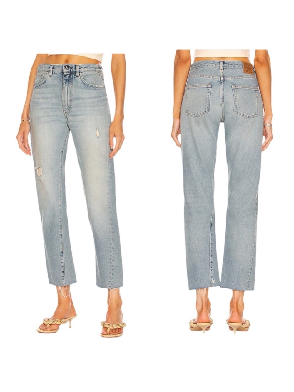 NWT Toteme Twisted Seam Cotton Jeans light wash raw hem size 29
